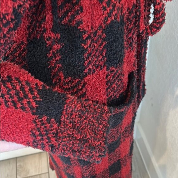 SKIMS Red and Black Plaid Robe Brick Buffalo Check S/M - Picture 5 of 11